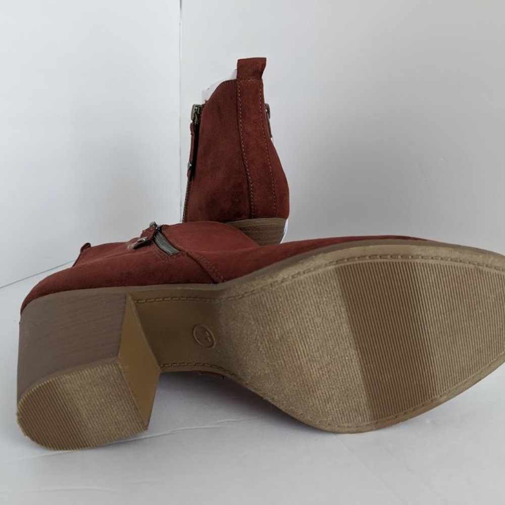 Women's Jameson Double Zip Western Bootie, Red 11 - Picture 5 of 7